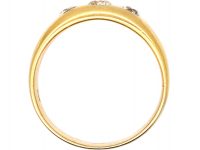 Victorian 18ct Gold Three Stone Diamond Rub Over Set Ring