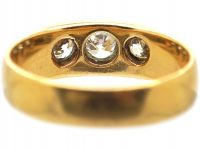 Victorian 18ct Gold Three Stone Diamond Rub Over Set Ring