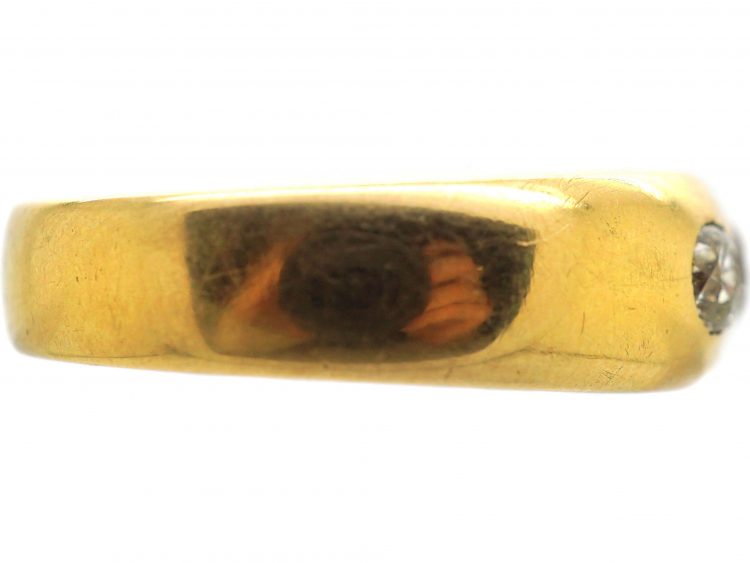 Victorian 18ct Gold Three Stone Diamond Rub Over Set Ring