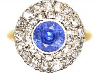 Early Victorian 18ct Gold, Sapphire & Diamond Cluster Ring