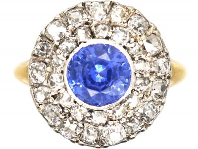 Early Victorian 18ct Gold, Sapphire & Diamond Cluster Ring