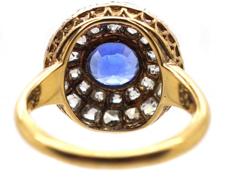 Early Victorian 18ct Gold, Sapphire & Diamond Cluster Ring