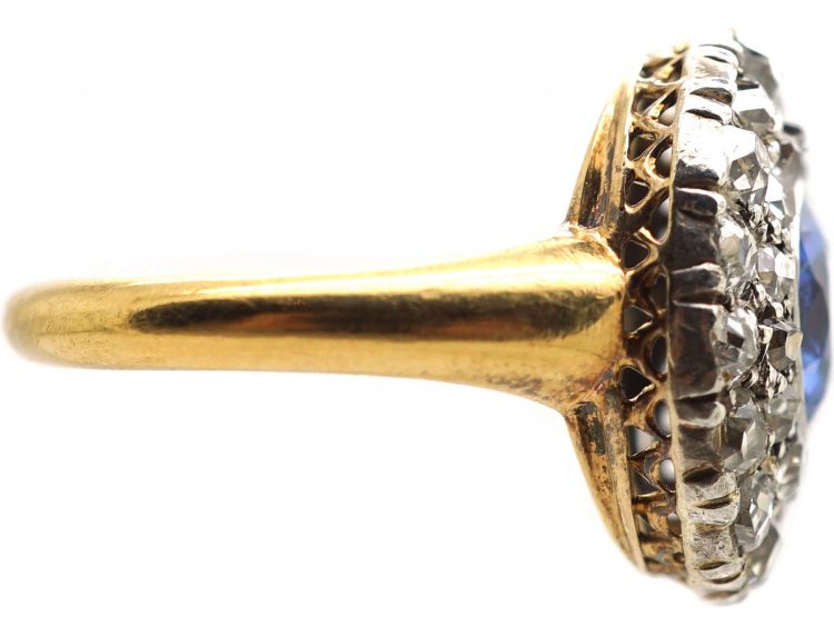Early Victorian 18ct Gold, Sapphire & Diamond Cluster Ring