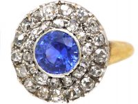 Early Victorian 18ct Gold, Sapphire & Diamond Cluster Ring
