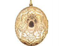 Victorian 9ct Gold & Two Colour Gold Overlay Locket with Flowers & Leaves Motif