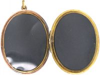 Victorian 9ct Gold & Two Colour Gold Overlay Locket with Flowers & Leaves Motif