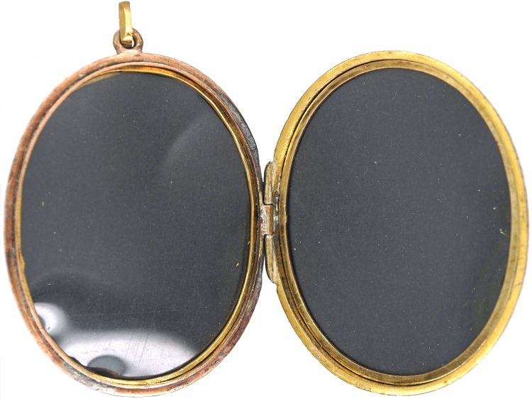 Victorian 9ct Gold & Two Colour Gold Overlay Locket with Flowers & Leaves Motif