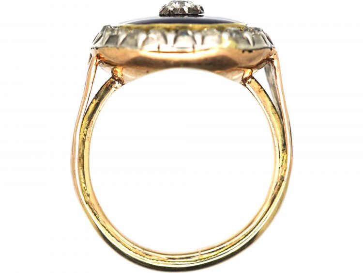 Georgian 15ct Gold, Diamond & Blue Enamel Firmament Ring