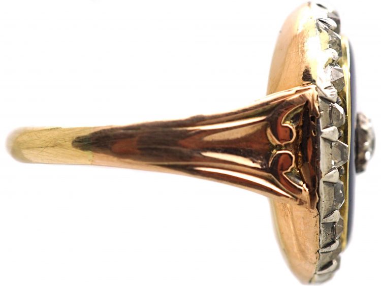 Georgian 15ct Gold, Diamond & Blue Enamel Firmament Ring