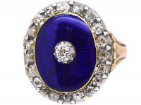 Georgian 15ct Gold, Diamond & Blue Enamel Firmament Ring