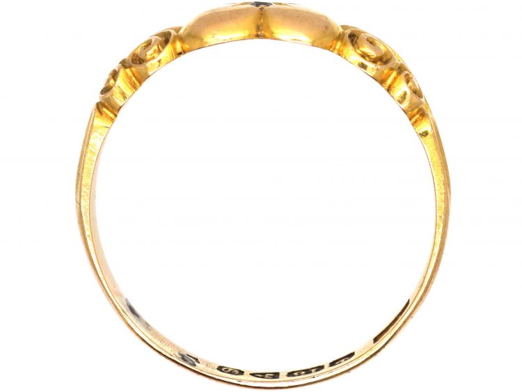 Edwardian 18ct Gold Ring with Heart Motif set with a Diamond