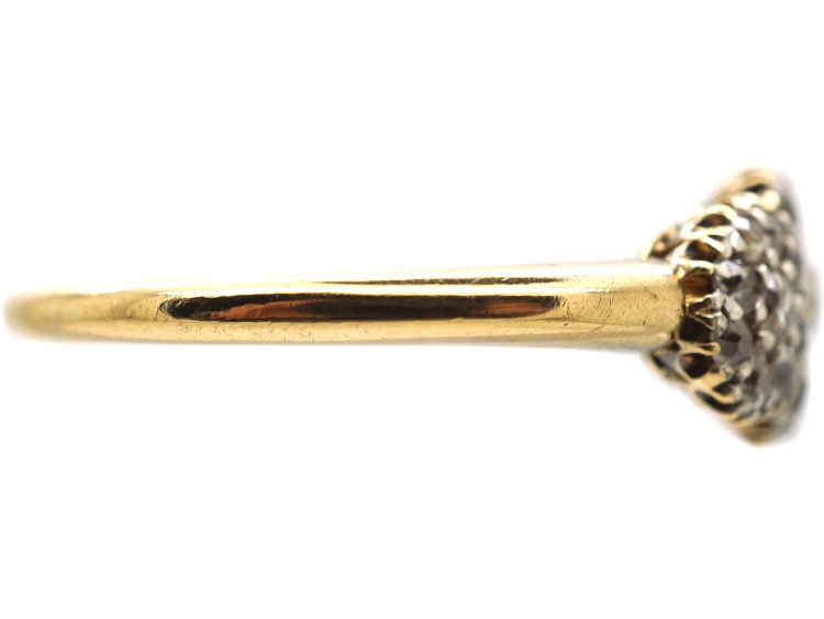 Victorian 18ct Gold Triple Cluster Ring set with Old Mine Cut Diamonds