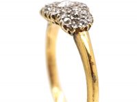 Victorian 18ct Gold Triple Cluster Ring set with Old Mine Cut Diamonds