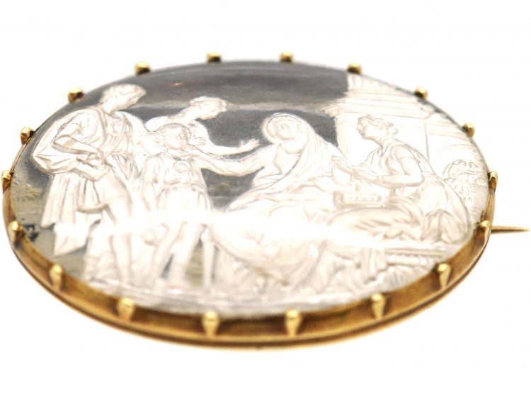 Georgian 15ct Gold Sulphide Brooch of Cornelia, Showing her Children as Her Only Ornaments