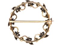 Edwardian Diamond & Natural Pearl Ivy Leaf Wreath Brooch