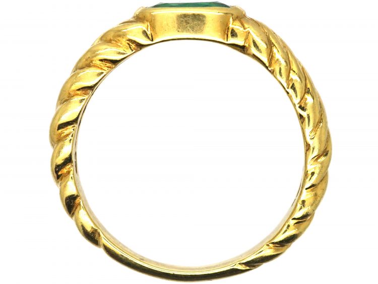 18ct Gold Coily Ring set with an Emerald