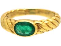 18ct Gold Coily Ring set with an Emerald