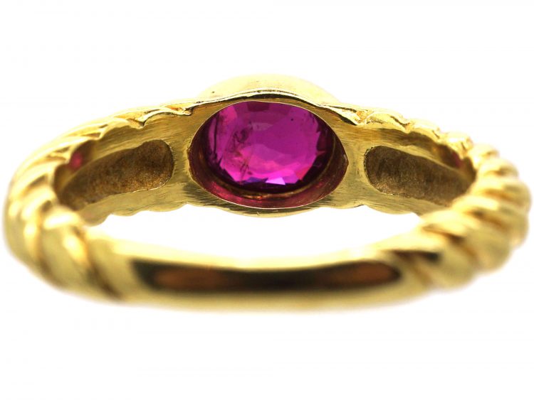 18ct Gold Coily Ring set with a Ruby