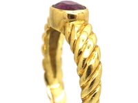18ct Gold Coily Ring set with a Ruby