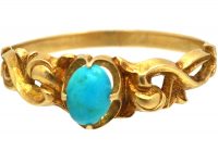 Regency 15ct Gold Ornate Ring set with a Turquoise