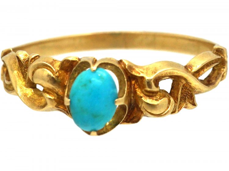Regency 15ct Gold Ornate Ring set with a Turquoise