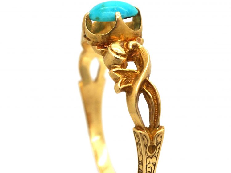 Regency 15ct Gold Ornate Ring set with a Turquoise