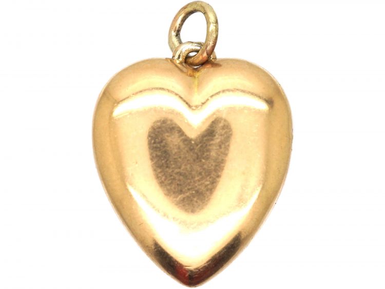 Edwardian 15ct Gold Heart Locket set with a Diamond