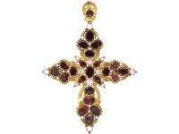 Georgian 15ct Gold, Almandine Garnet & Rock Crystal Cross