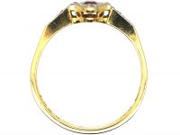 Art Deco 18ct Gold & Platinum, Ruby & Diamond Hexagonal Shaped Ring