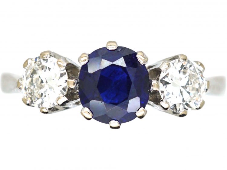 18ct Gold, Sapphire & Diamond Three Stone Ring