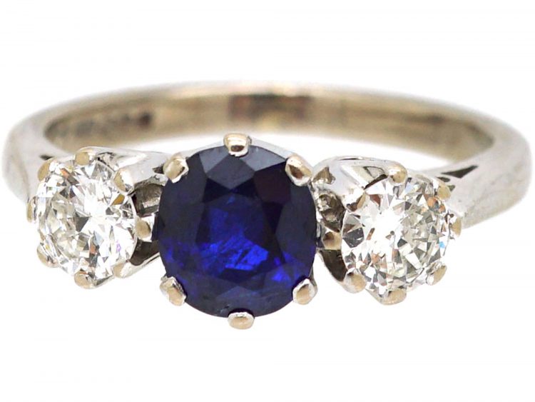 18ct Gold, Sapphire & Diamond Three Stone Ring