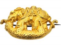 Victorian 18ct Gold Indian Elephant & Leopard Brooch