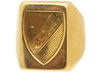 French Early 20th Century 18ct Gold Signet Ring with Eagle's Heads within a Shield