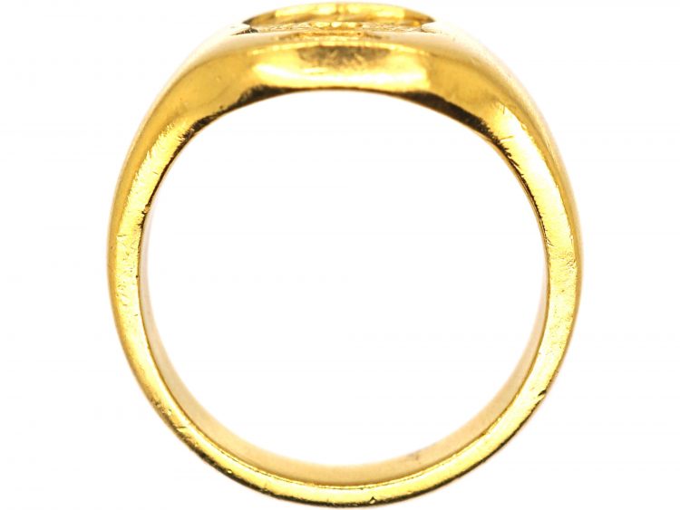 Early 20th Century 22ct Gold Signet Ring with Crest & Coronet Intaglio