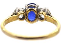 Early 20th Century 18ct Gold, Sapphire & Diamond Three Stone Ring