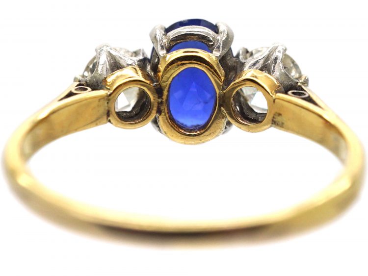 Early 20th Century 18ct Gold, Sapphire & Diamond Three Stone Ring