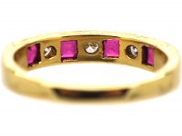 18ct Gold Square Cut Ruby & Diamond Half Eternity Ring by Cropp & Farr
