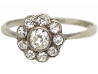 Edwardian 18ct White Gold & Platinum, Diamond Daisy Cluster Ring