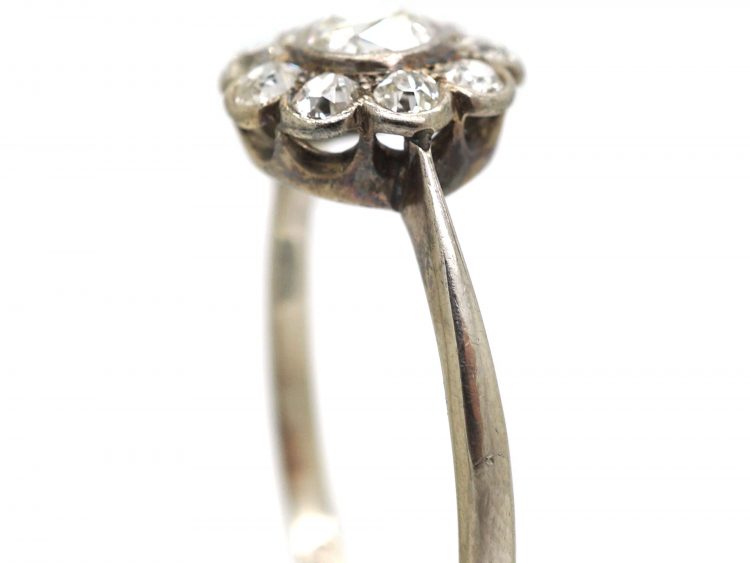 Edwardian 18ct White Gold & Platinum, Diamond Daisy Cluster Ring