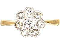 Edwardian 18ct Gold & Platinum, Diamond Cluster Ring