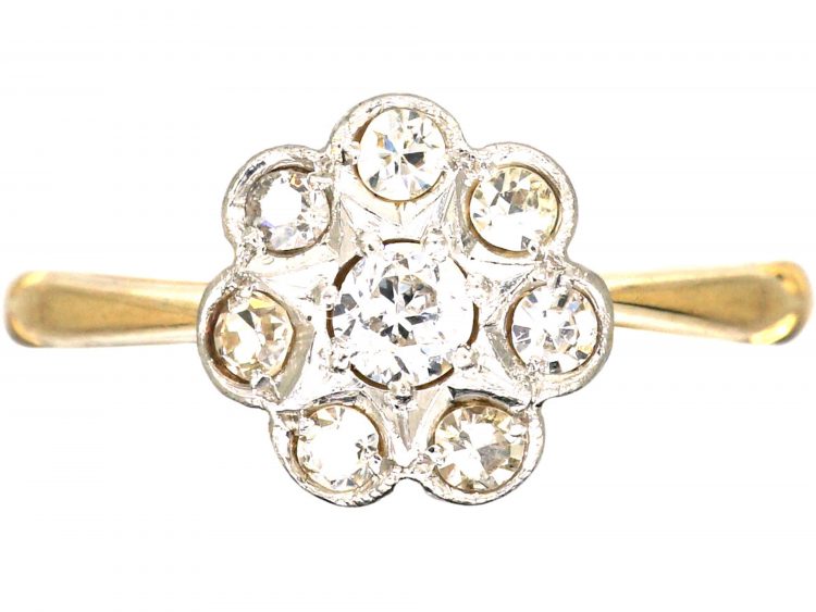 Edwardian 18ct Gold & Platinum, Diamond Cluster Ring