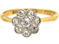 Edwardian 18ct Gold & Platinum, Diamond Cluster Ring