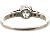 Art Deco Platinum & Diamond Solitaire Ring with Diamond Set Shoulders