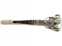 Art Deco Platinum & Diamond Solitaire Ring with Diamond Set Shoulders