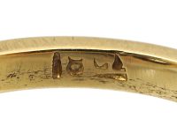 Early 20th Century 18ct Gold & Platinum, Old Mine Cut Diamond Cluster Ring with Baguette Diamonds on Either Side