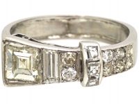 Art Deco Platinum & Diamond Buckle Ring