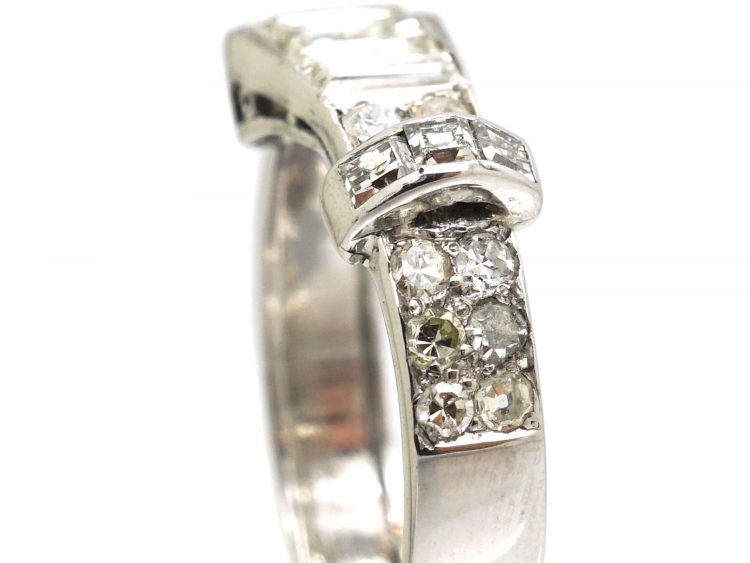 Art Deco Platinum & Diamond Buckle Ring