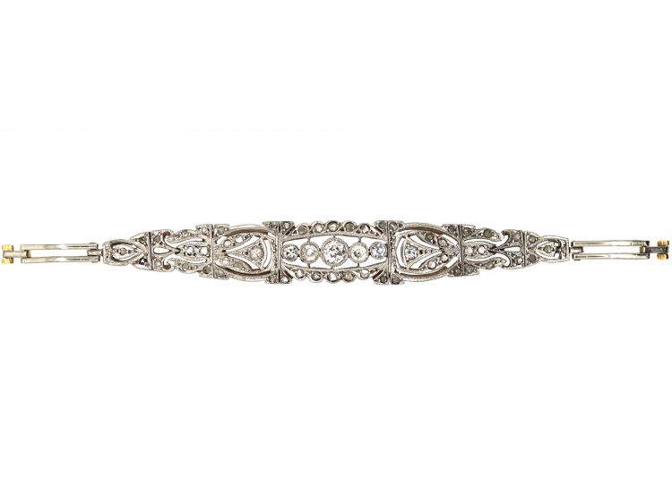 Art Deco 18ct Gold & Platinum Bracelet set with Diamonds & Rose Diamonds