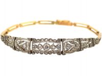 Art Deco 18ct Gold & Platinum Bracelet set with Diamonds & Rose Diamonds