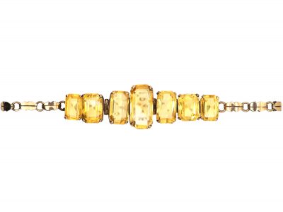 Art Deco 9ct Gold & Rectangular Cut Citrine Bracelet